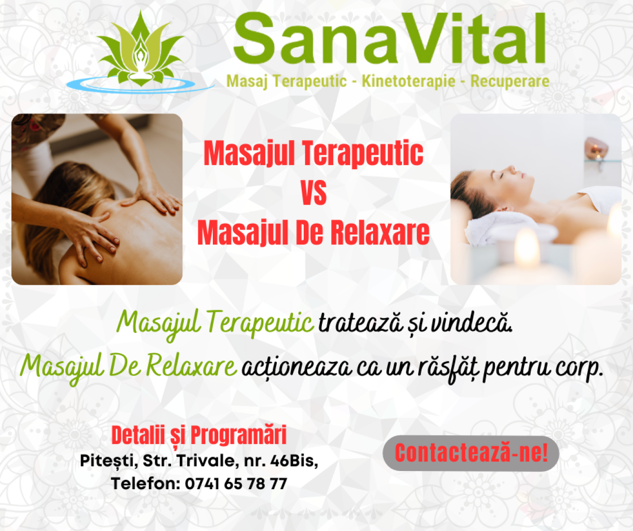Masajul de Relaxare VS Masajul Terapeutic